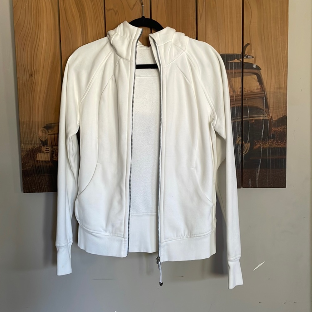 LuLu lemon zip up side 8. White hoodie.